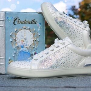 DISNEY X ALDO GLASS SNEAKER 💎💎 White Crystal-Embellished Women's 8 NEVER WORN!!